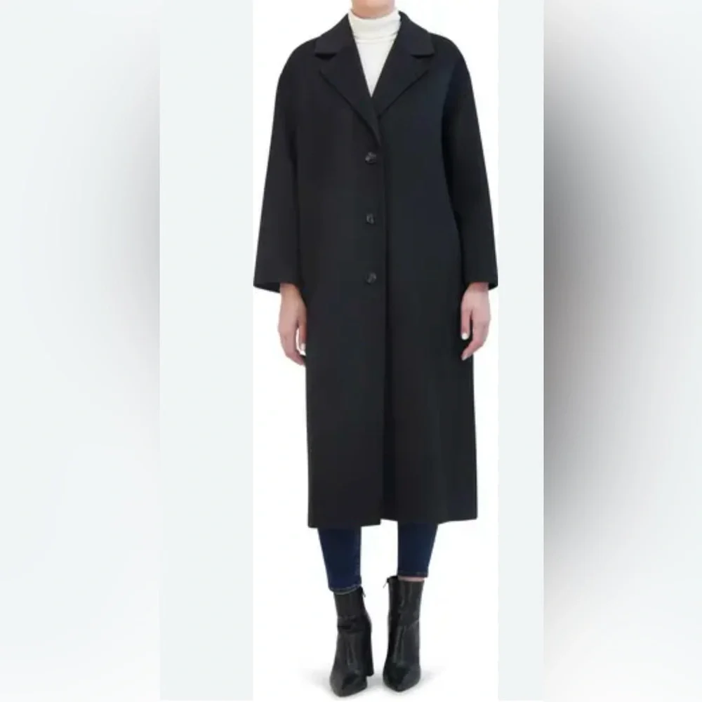 Rebecca Minkoff Relaxed Double Face Black Wool Blend Coat-M - Picture 7 of 11